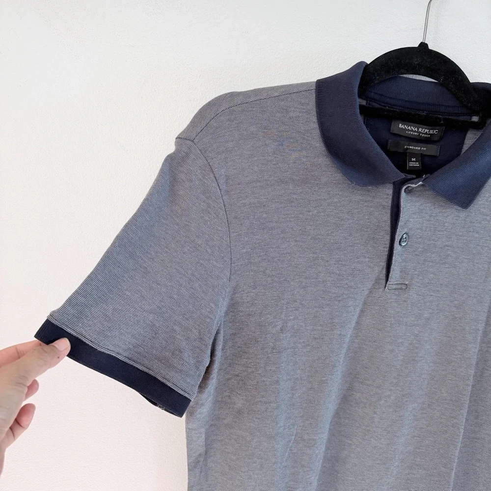 Banana Republic Luxury Touch Polo Men's M Blue Gray 100% Cotton Standard Fit